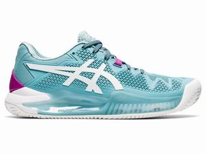 Asics GEL-RESOLUTION 8 CLAY Teniszcipő Női Fehér Kék | 289307-AJV