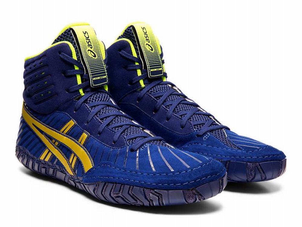 Asics Aggressor 4 Birkózó Cipő Férfi Kék Arany Barna | 431678-GEL