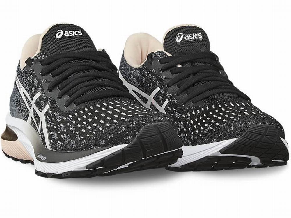 Asics GEL-CUMULUS 22 KNIT Futócipő Női Fekete Fehér | 420863-CIU