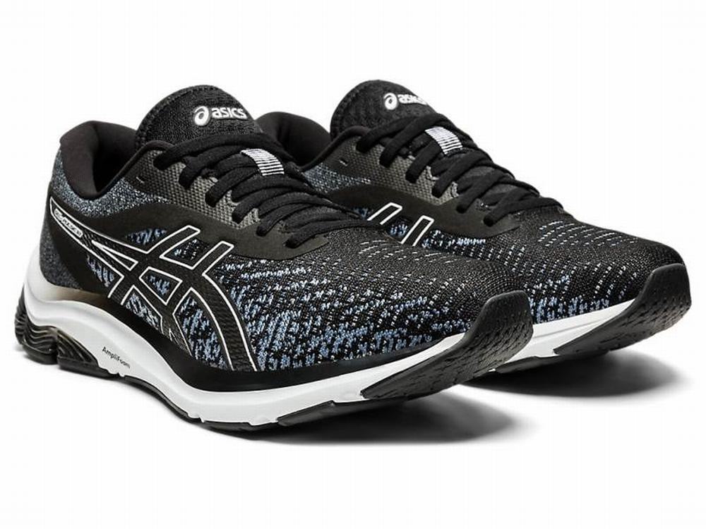 Asics GEL-PULSE 12 Knit Futócipő Férfi Fekete Fehér | 904285-UNY