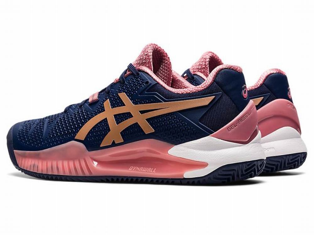 Asics GEL-RESOLUTION 8 CLAY Teniszcipő Női Rózsaszín Sötétkék Arany | 217536-KOH