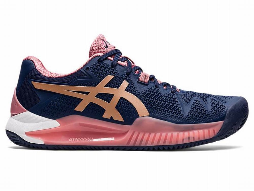 Asics GEL-RESOLUTION 8 CLAY Teniszcipő Női Rózsaszín Sötétkék Arany | 217536-KOH