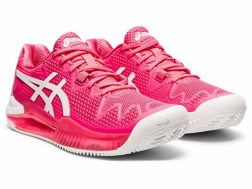 Asics GEL-RESOLUTION 8 CLAY Teniszcipő Női Rózsaszín Fehér | 514307-GFR