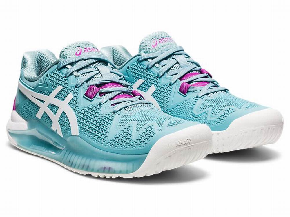 Asics GEL-RESOLUTION 8 (D) Teniszcipő Női Fehér Kék | 786249-HAU