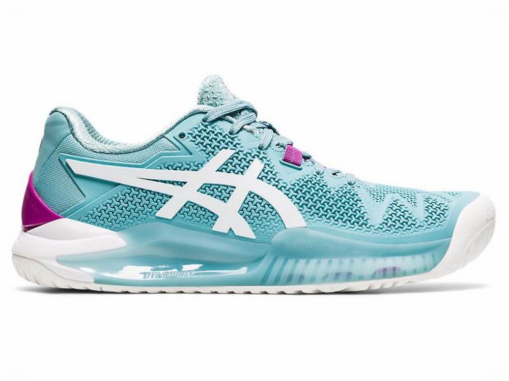 Asics GEL-RESOLUTION 8 (D) Teniszcipő Női Fehér Kék | 786249-HAU